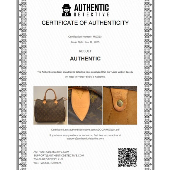 Authentic Louis Vuitton Speedy 30 Handbag With Certificate of Authenticity (GUC) - Picture 11 of 11